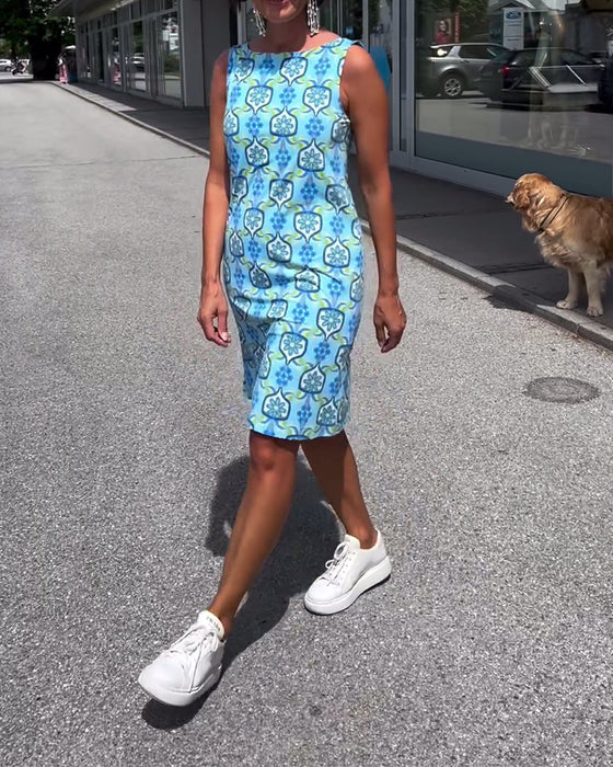 Robe slim imprimée sans manches