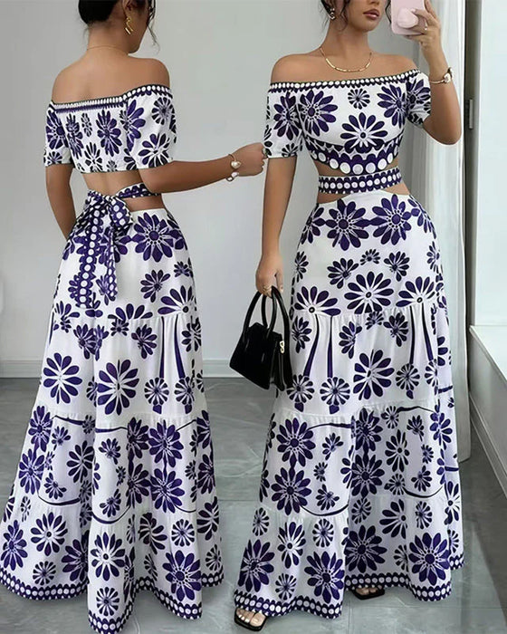 Robe Off-Shoulder Florale Découpée