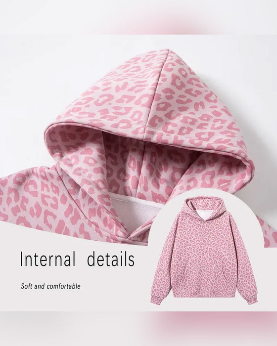 Hoodie Capuche Léopard Poche Ample