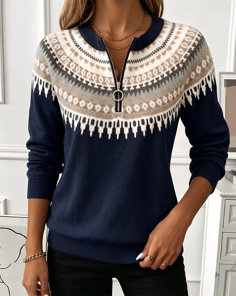 Sweatshirts Bloc De Couleur Fermeture Éclair Manche Longue