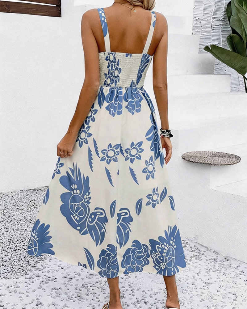 Robe Élégante Bretelle Imprimé
