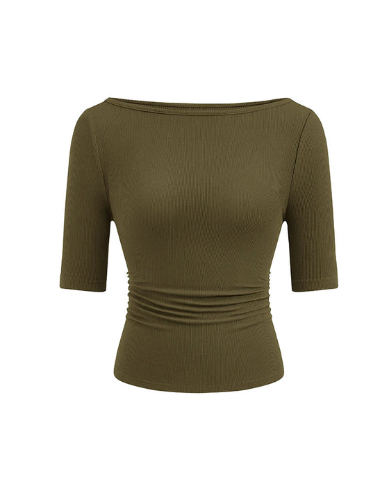 T-Shirt Off-Shoulder Tricoté Uni