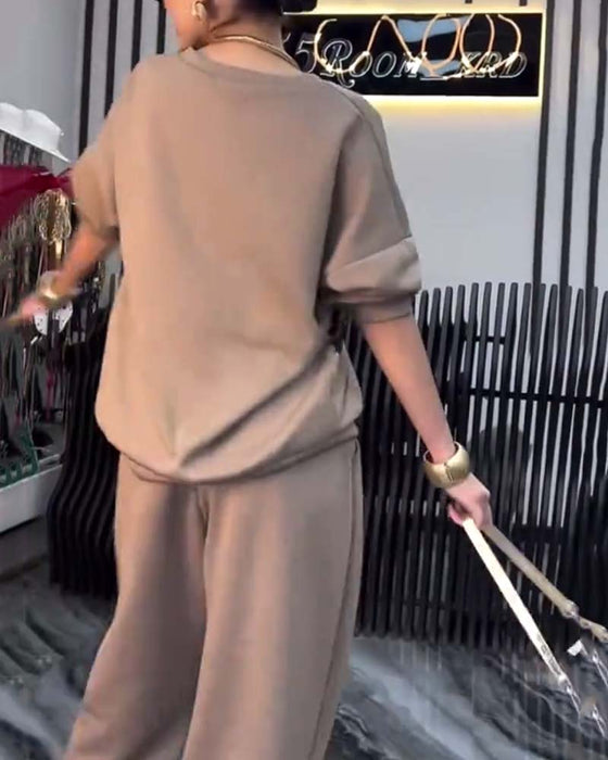 Ensemble Imprimé Léopard Sweatshirt Décontracté