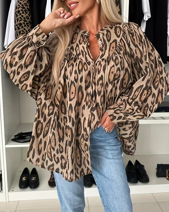 Blouse Manches Longues Imprimé Léopard