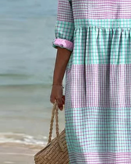Robe Rayée Bloc De Couleur Ample