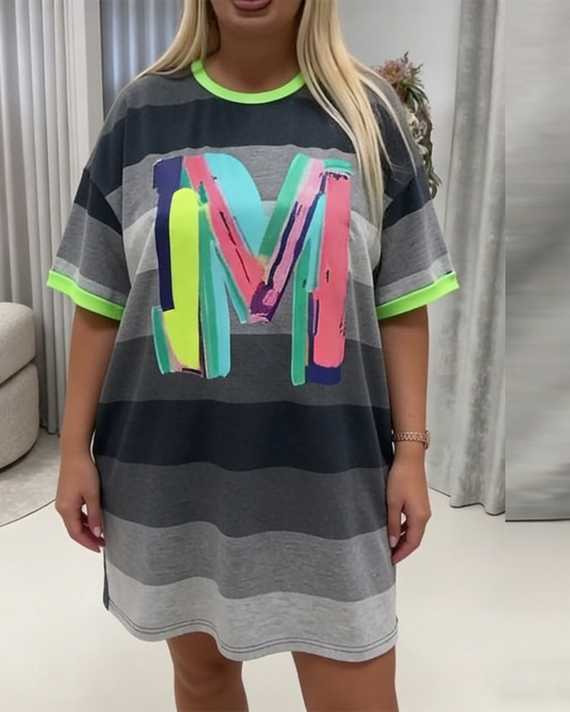 Robe Arc-en-Ciel Rayé Lettre