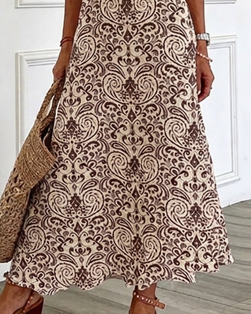 Robe Vintage Florale Encolure V Maxi