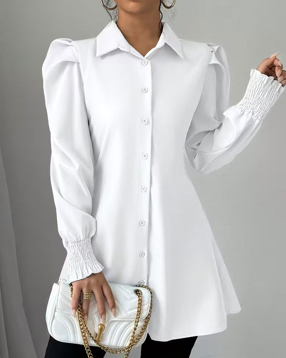 Blouse Col Chemise Unie Tendance