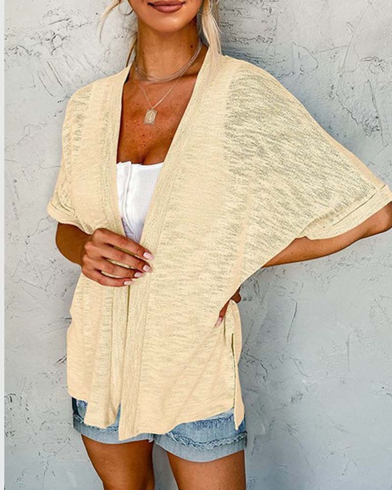 Manteau Manches Courtes Décontracté Unie