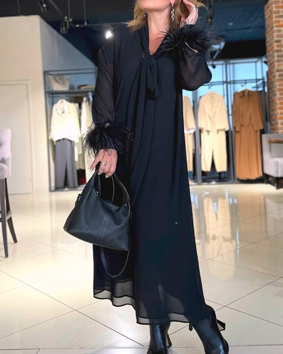 Robe Col V Bandage Décontractée
