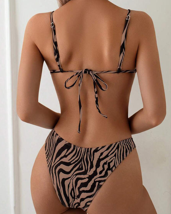Bikini Imprimé Zèbre Sexy Lacé