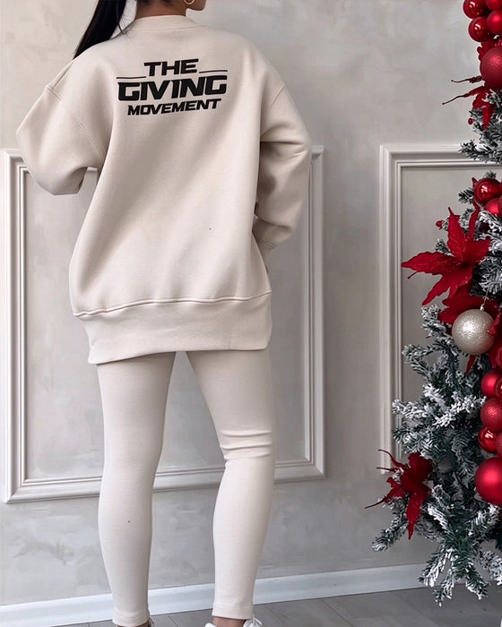 Ensemble Sweatshirt Imprimé Et Pantalon De Jogging