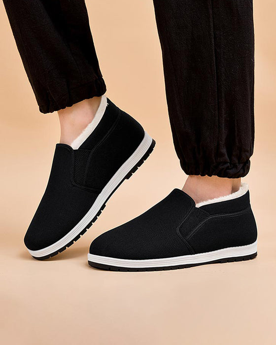 Chaussures Pour Homme En Coton Avec Doublure En Fausse Fourrure Super Chaude Et Semelle Antidérapante.