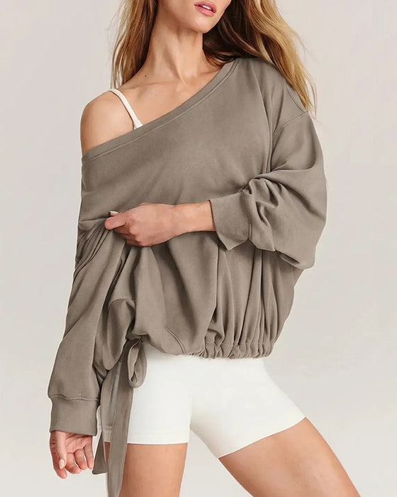 Sweatshirt Une Épaule Cordon Lâche