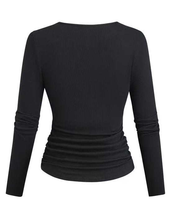 Blouse Élégante Col En U Ajustée