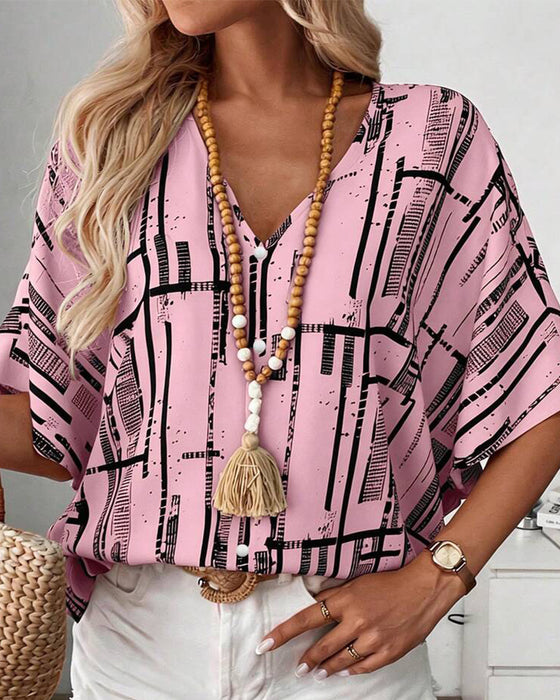 Blouse Col V Ligne Manche Chauve-Souris