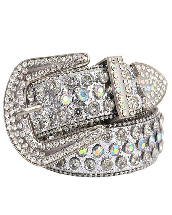 JASGOOD Ceinture Pour Femmes Et Hommes Avec Strass, Bling Western Cowgirl Cowboy Ceinture En Cuir Clouté, Ceinture Taille Diamant Pour Jeans Et Pantalons