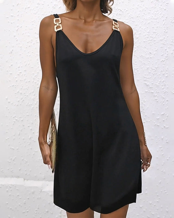 Robe Décontractée Uni À Bretelles
