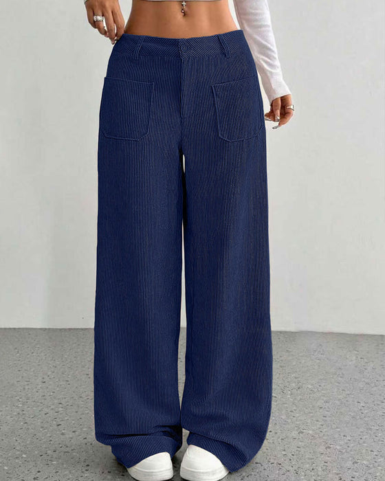 Pantalon Devant Dos Poche Unie Jambe Droite Long