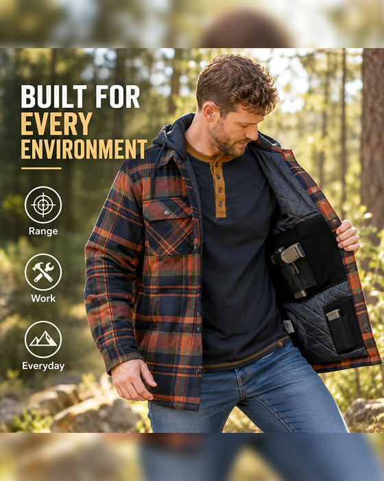 Manteau Homme À Carreaux À Capuche Boutonnage