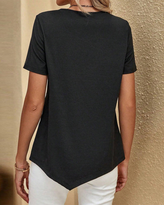 Blouse rayée bloc de couleur à col rond