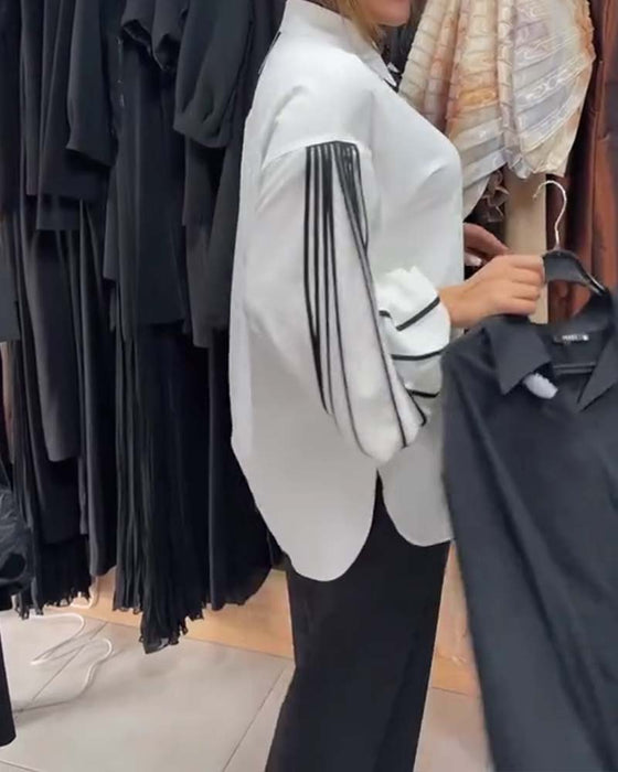 Chemise Contraste Ligne Manche Longue