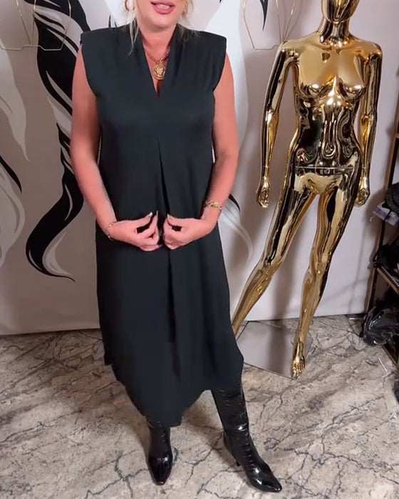 Robe Tendance Sans Manches À Col V