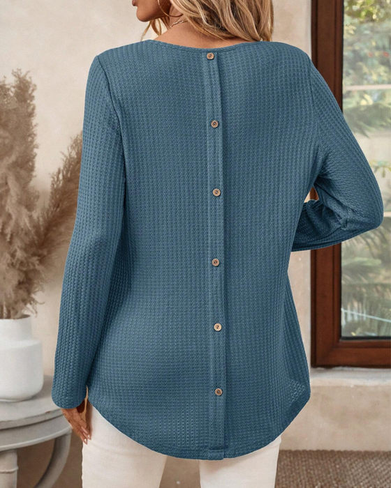 Haut Col Rond Manches Longues Couleur Unie