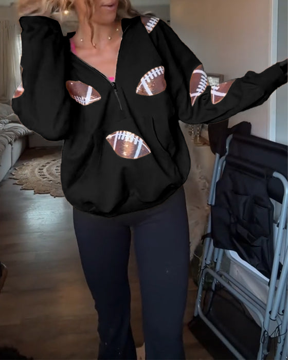 Sweat À Capuche Rugby Paillette