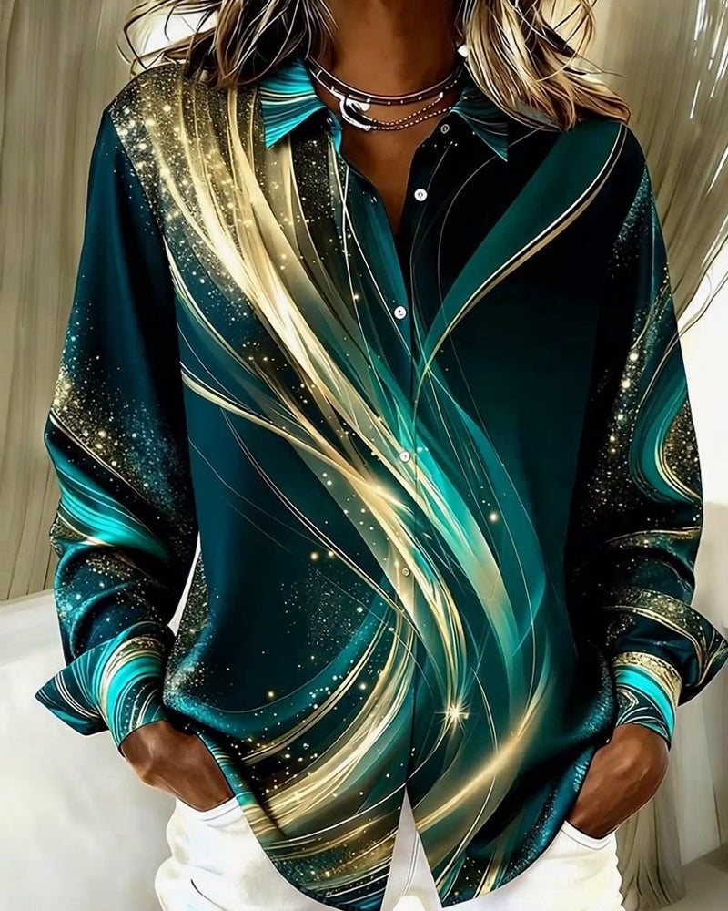 Chemise décontractée à manches longues et à motifs scintillants