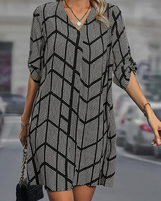 Robe Tendance Col En V À Pois