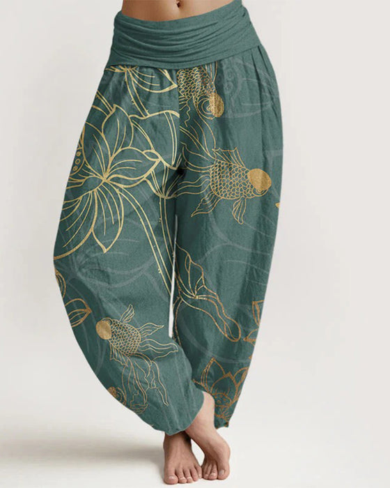 Pantalon Taille Haute Plissée Taille Harem