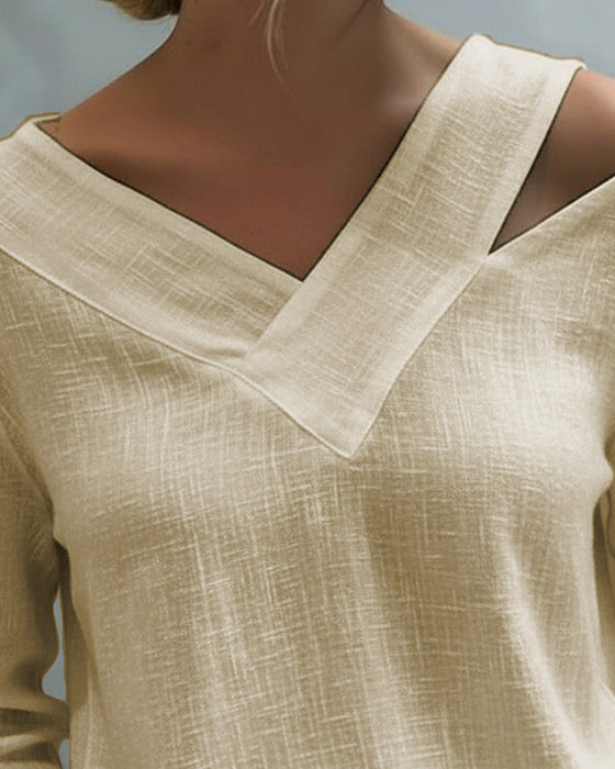 Haut Élégant Col V Décolleté Bretelle Tombante