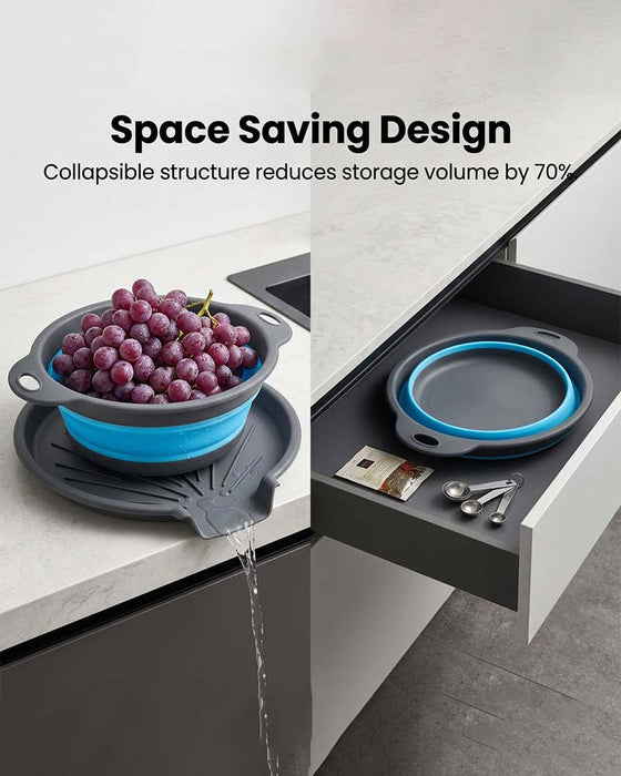 Ensemble Passoire Égouttoir De Cuisine Pliable Avec Plateau D'Égouttage