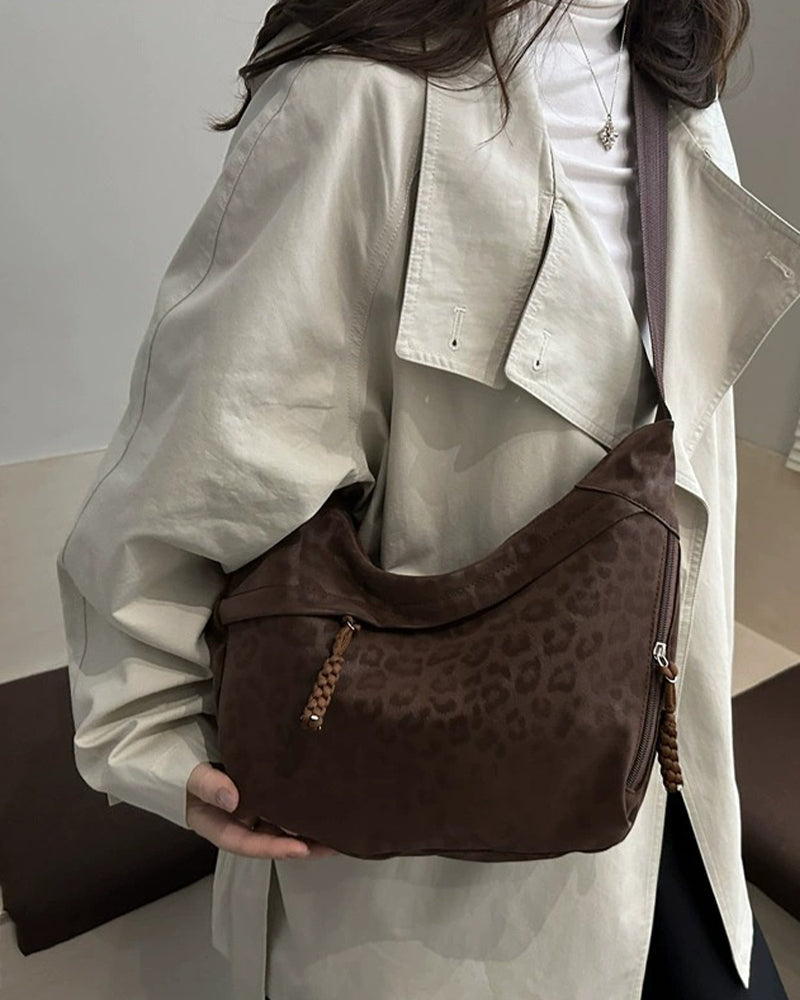 Sac Imprimé Léopard Suède Femme
