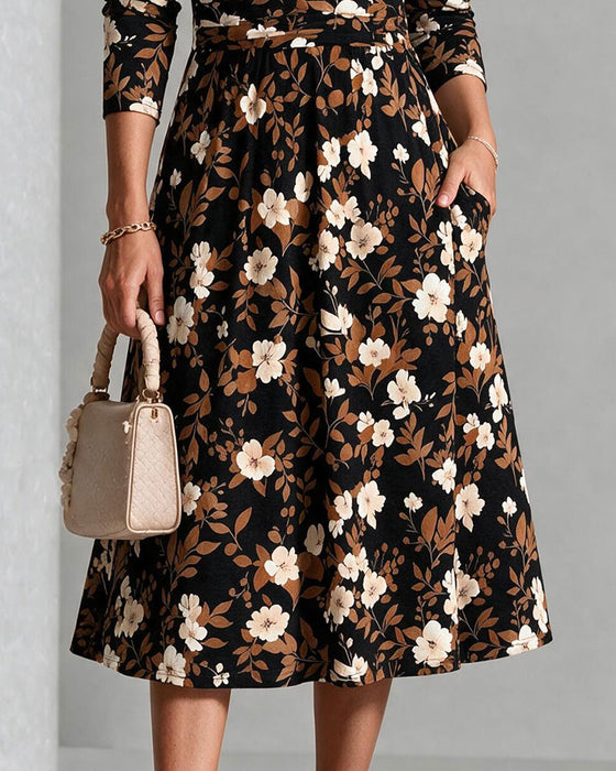 Robe Col En V Imprimé Coupe A