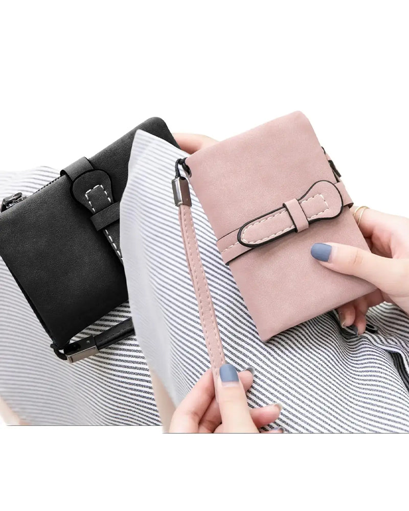 Portefeuille Court Minimaliste Élégant Pour Femme Avec Dragonne, Portefeuille Polyvalent À Fermeture Éclair Pour Cartes, Portefeuille Tendance Pour Un Usage Quotidien