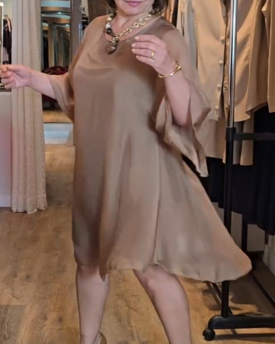 Robe Col Rond Lâche Flottant Midi
