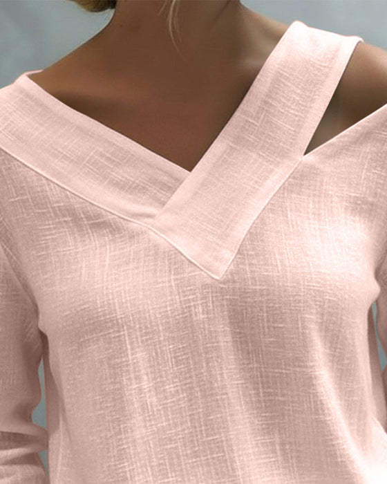 Haut Élégant Col V Décolleté Bretelle Tombante