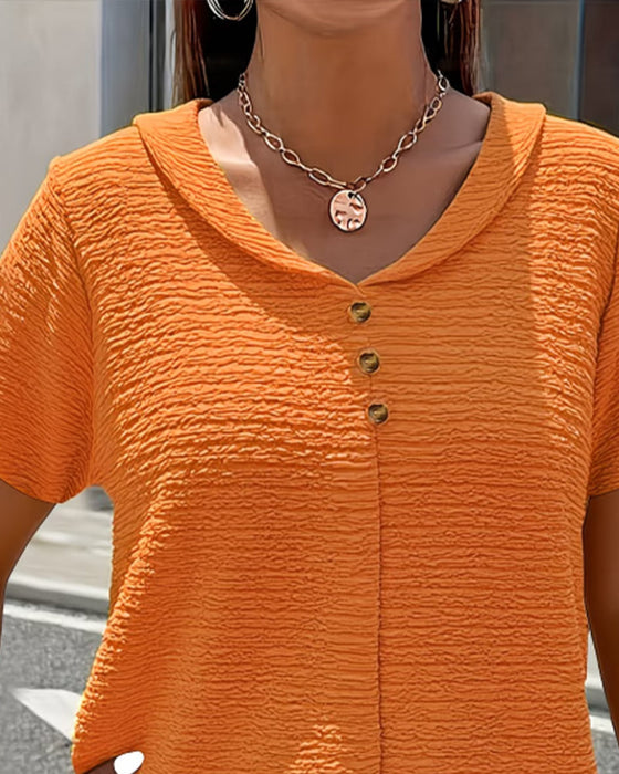 T-Shirt Col Peter Pan Trois Boutons