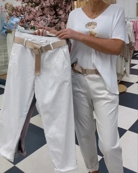 Pantalon uni et décontracté