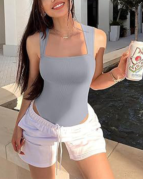 Body débardeur sans manches de couleur unie