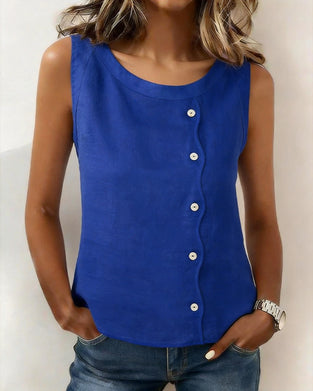 Tank Tops Sans Manches Côté Bouton