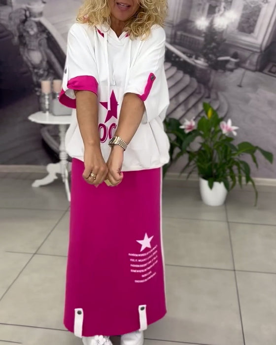 Ensemble À Capuche Cordon Jupe Imprimée