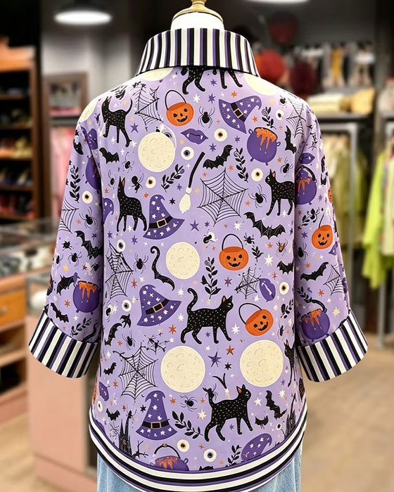 Blouse Revers Bouton Rayure Halloween