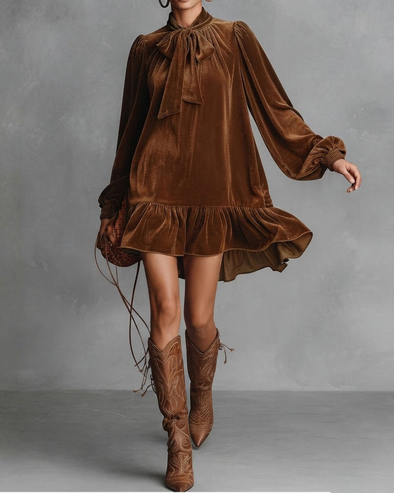 Robe Attache Manche Bouffante Volant