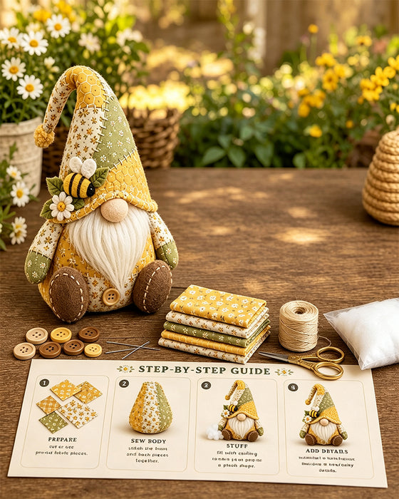🧵 Kit De Patchwork DIY Gnome – Créez Votre Propre Adorable Gnome 🧙‍♂️