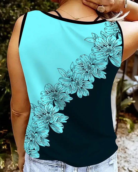 Débardeur À Col En V Sans Manches Imprimé Colorblock