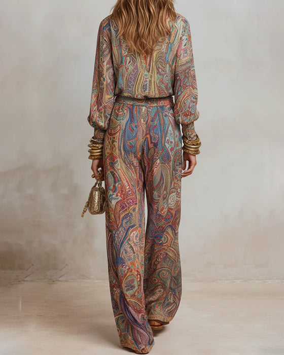 Ensemble Bohème Jambe Large Pantalon
