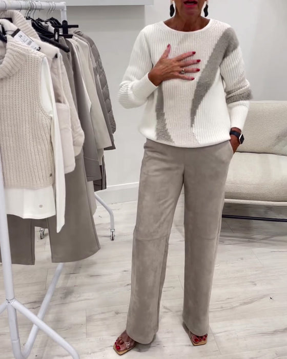 Pull Col Rond Confortable Décontracté